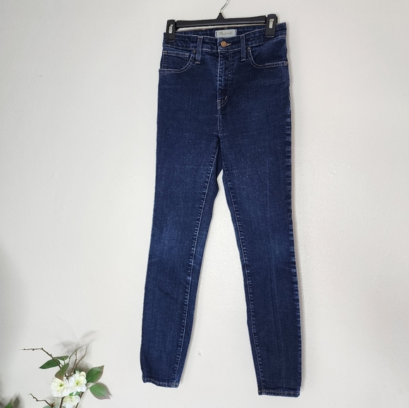 Madewell Curvy High Rise Skinny Dark Medium Wash Denim Womens Preppy Summer - Picture 2 of 13